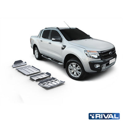 Rival - Unterfahrschutz - Ford Ranger, 6mm, 2,2 (incl. EURO6!); 2.0 TDCi ,Set (4-teilig), 2012-2015; 2016-2018; 2019-2022