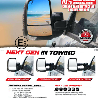 Clearview Next Generation Towing Mirror zu Ford Ranger 2012+ Full Opt ohne elektr. anklappen