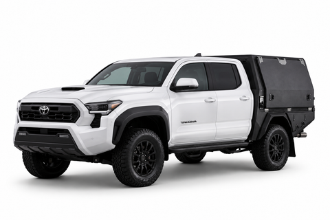 AluBlack Flatbed mit Canopy für Toyota Tacoma 2024+ Doppelkabine