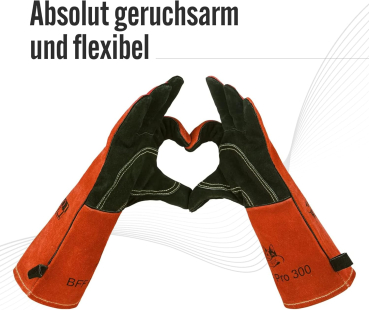 Preview: Black Forest Fox feuerfeste Grillhandschuhe 300 Arbeitshandschuhe Kaminofen Schweißer Grill Handschuhe aus Wildleder Orange