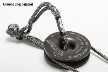Umlenkrolle für Kunststoffseile mit Softschäkel, grau