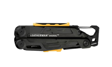 Preview: Multitool Leatherman Signal Body schwarz , Klingen schwarz, Zubehör gelb