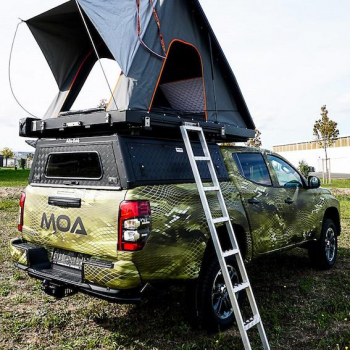 Preview:  ALU-CAB HARDTOP EXPLORER MITSUBISHI L200/ FIAT FULLBACK 2016+ DOPPELKABINE SCHWARZ/ GERIFFELT