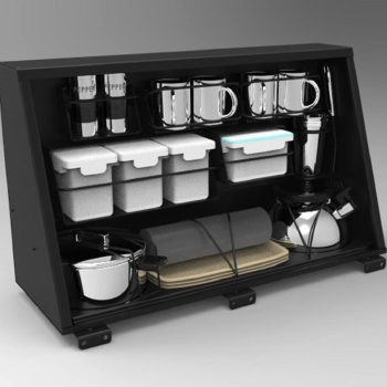 ALU-CAB CUPBOARD LARGE 730 X 750 SCHWARZ MIT KITCHEN KIT FÜR LAND CRUISER