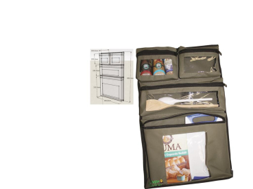 Preview: CAMP COVER STAUSYSTEM ORGANIZER VIER TASCHEN MIT SICHTFENSTER UND KLETTBEFESTIGUNG KHAKI