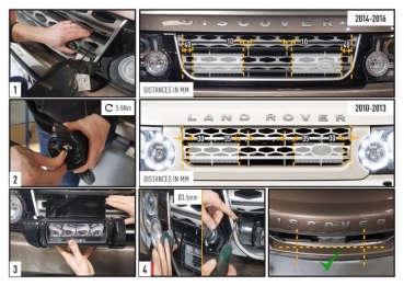 Preview: LAZER Lamps Kühlergrill-Montagesatz für Land Rover Discovery 4 inkl. 2x Triple-R 750 Elite (2014+)