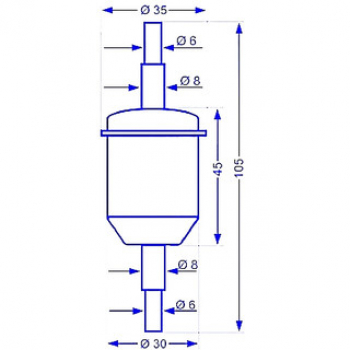 Preview: Kraftstofffilter für Schläuche mit 6 und 8 mm Innendurchmesser
