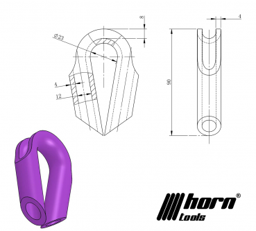 Preview: Rohr Kausche für 10mm Seil schwarz pulverbeschichtet - horntools