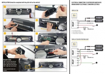 Preview: LAZER Lamps Kühlergrill-Montagesatz für VW T5 inkl. 2x Triple-R 750 Elite (2010+)