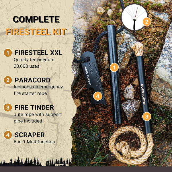 Feuerstahl XXL und Zündschnur Set