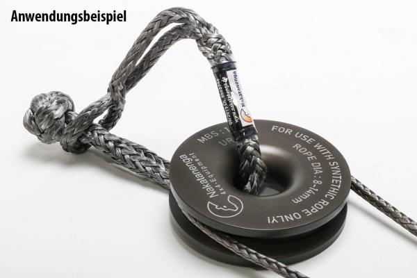 Umlenkrolle für Kunststoffseile mit Softschäkel, grau