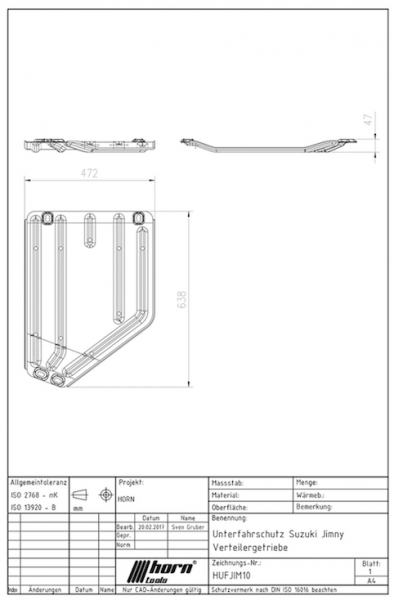 Horntools Unterfahrschutz Suzuki Jimny FJ Verteilergetriebe, Stahl
